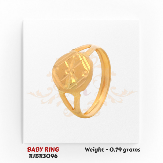 RJBR3096B Gold Baby Ring Side View – 22kt Engraved Pattern Kids Gold Ring – Regal Jewels Chicago