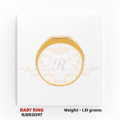 Regal Jewels Gold Baby Ring RJBR3097 - Back view showing the solid gold band of the baby ring, weight 1.51 grams.