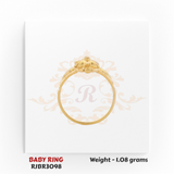 Gold baby ring side profile thin band raised floral top 1.08 gm kids ring RJBR3098