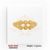 Gold baby ring floral cluster design front view 1.1 gm cute lightweight kids ring RJBR3100