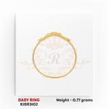 22kt gold baby ring side angle view with oval beaded design, 0.77g, RJBR3102