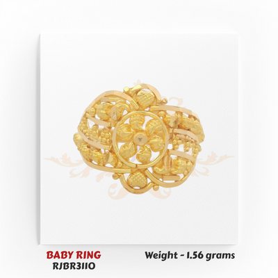 Gold baby ring floral filigree design 1.56 gm traditional lightweight kids ring RJBR3110