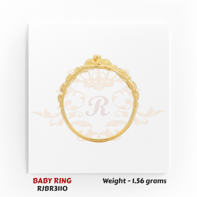Gold baby ring side profile thin band floral top 1.56 gm traditional kids ring RJBR3110