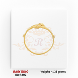 Gold baby ring side profile beaded cross design 1.23 gm lightweight kids ring RJBR3112