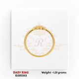 Gold baby ring side view floral clover design 1.51 gm lightweight kids ring RJBR3113