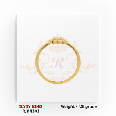 Gold baby ring side view floral clover design 1.51 gm lightweight kids ring RJBR3113