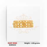 Gold baby ring band design with bead cluster pattern 1.06 gm lightweight kids ring RJBR3114