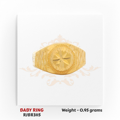Gold baby ring starburst diamond-cut design 0.95 gm traditional kids ring RJBR3115