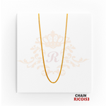 22kt Gold Box Chain RJCO153 – A sleek and durable 11.30-gram box-link gold chain, 19 inches in length. Available at Regal Jewels.