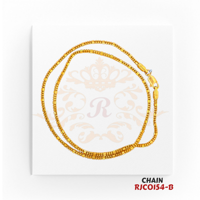 "22kt Gold Fancy Bead Chain RJCO154 – A lightweight 8.4-gram gold chain with intricate beadwork, 15 inches in length. Available at Regal Jewels.