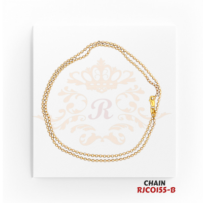 22kt Two-Tone Gold Beaded Chain RJCO155 – A 7.90-gram delicate gold and rhodium beaded chain, 19 inches in length. Available at Regal Jewels.