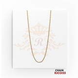 22kt Two-Tone Gold Beaded Chain RJCO155 – A 7.90-gram delicate gold and rhodium beaded chain, 19 inches in length. Available at Regal Jewels.