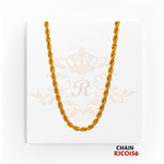 22kt Gold Rope Chain RJCO156 – A 14.20-gram classic rope chain, 16 inches in length. Available at Regal Jewels.