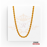 22kt Gold Rope Chain RJCO156 – A 14.20-gram classic rope chain, 16 inches in length. Available at Regal Jewels.