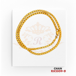 22kt Gold Diamond-Cut Barrel Bead Chain RJCO159 – A 17.20-gram, 16-inch chain with a textured barrel bead design. Available at Regal Jewels.