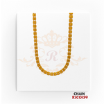 22kt Gold Diamond-Cut Barrel Bead Chain RJCO159 – A 17.20-gram, 16-inch chain with a textured barrel bead design. Available at Regal Jewels.