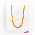 22kt Gold Rope Chain RJCO133 – A 22.2-gram, 18-inch luxurious rope-style chain with a radiant finish, designed for men and women, available at Regal Jewels.