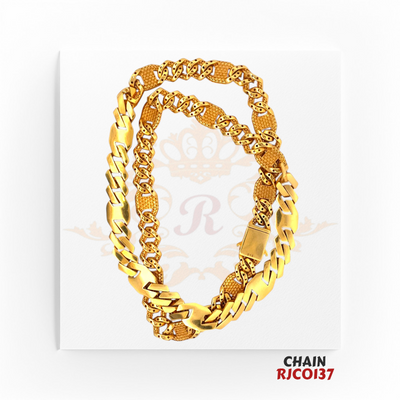 22kt Gold Heavy Link Chain RJCO137 – A 47.0-gram, 22-inch gold chain featuring large, polished links for a bold statement, available at Regal Jewels.