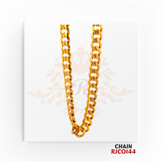 22kt Gold Cuban Link Chain RJCO144 – A heavyweight 82.3-gram gold chain with a 22-inch length, featuring a thick Cuban link design, available at Regal Jewels.