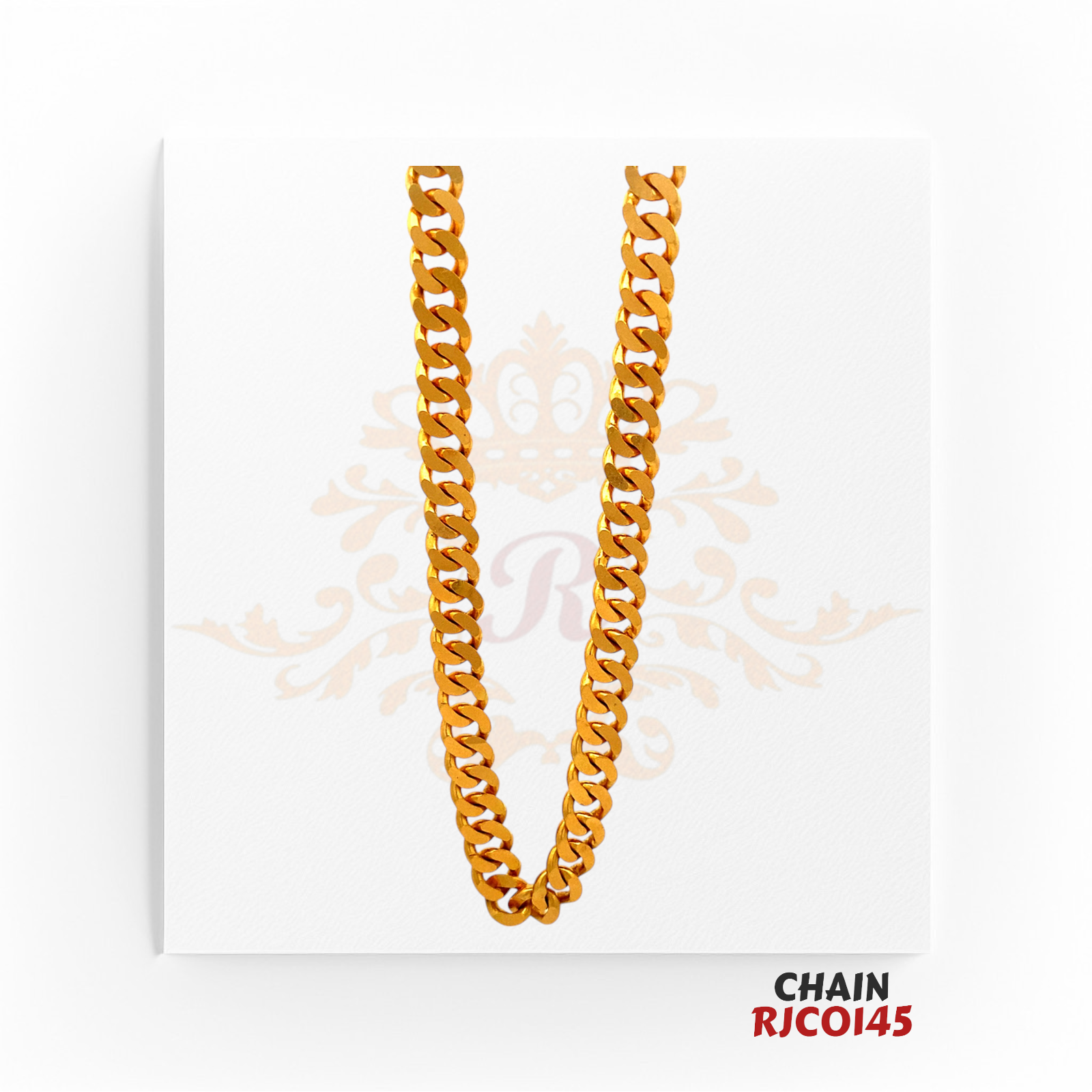 22kt Gold Cuban Link Chain RJCO145 – A bold and heavyweight 84.5-gram gold chain with a 26-inch length, featuring a thick Cuban link design, available at Regal Jewels.