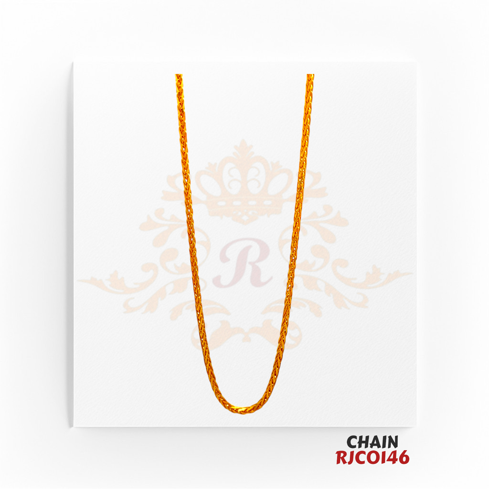 22kt Gold Sleek Rope Chain RJCO146 – A 16.4-gram gold chain with a 24-inch length, featuring a finely woven rope design, available at Regal Jewels.