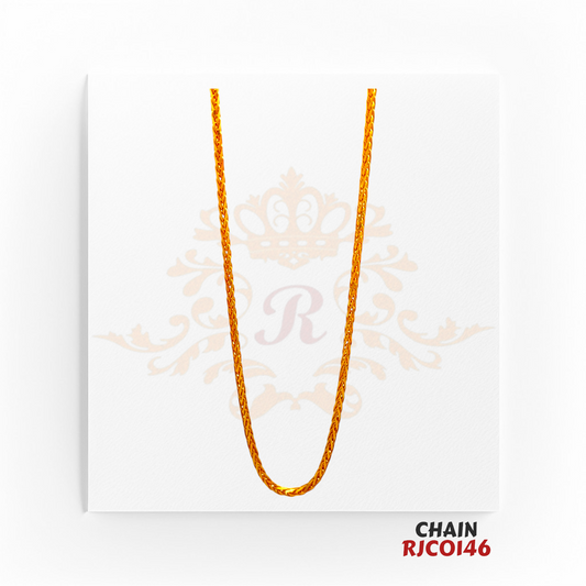 22kt Gold Sleek Rope Chain RJCO146 – A 16.4-gram gold chain with a 24-inch length, featuring a finely woven rope design, available at Regal Jewels.