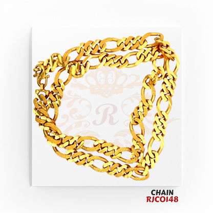 22kt Gold Cuban Link Chain RJCO148 – A 122.1-gram gold chain with a 24-inch length, featuring a bold and durable Cuban link design, available at Regal Jewels.