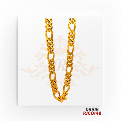 22kt Gold Cuban Link Chain RJCO148 – A 122.1-gram gold chain with a 24-inch length, featuring a bold and durable Cuban link design, available at Regal Jewels.