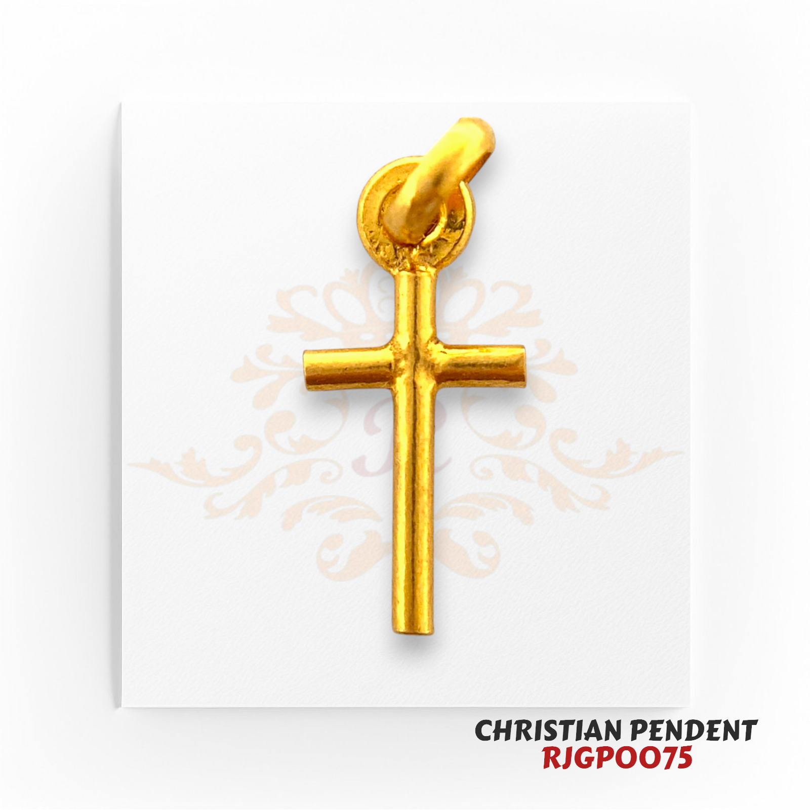 22kt Gold Christian Pendant RJGP0075 – A small, minimalist 22kt yellow gold cross pendant with a sleek polished finish. Weighs 0.40 grams, measuring 0.50 inches in length and 0.25 inches in width. Perfect for religious devotion, daily wear, or as a meaningful gift. Available at Regal Jewels