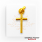 22kt Gold Christian Pendant RJGP0075 – A small, minimalist 22kt yellow gold cross pendant with a sleek polished finish. Weighs 0.40 grams, measuring 0.50 inches in length and 0.25 inches in width. Perfect for religious devotion, daily wear, or as a meaningful gift. Available at Regal Jewels