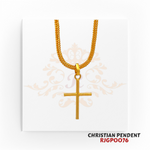 22kt Gold Christian Pendant RJGP0076 – Classic minimalist gold cross pendant with a sleek polished finish, crafted in 22-karat yellow gold. Perfect for religious devotion, daily wear, or as a thoughtful gift. Weighs 3.00 grams, measuring 1.025 inches in length and 0.65 inches in width. Available at Regal Jewels