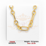 22kt gold chain RJC30179 paperclip oval link pattern with round connectors, glossy finish, 9.3g, 20 inch length