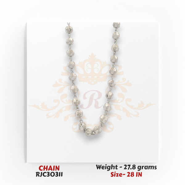18kt gold faceted bead chain full view long necklace 27.8 gm 28 inch silver-tone shine RJC30311
