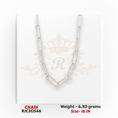 RJC30546 (Front view) – 22kt gold paperclip link chain, 6.30g 16in, modern elongated links with sleek shine and bold style