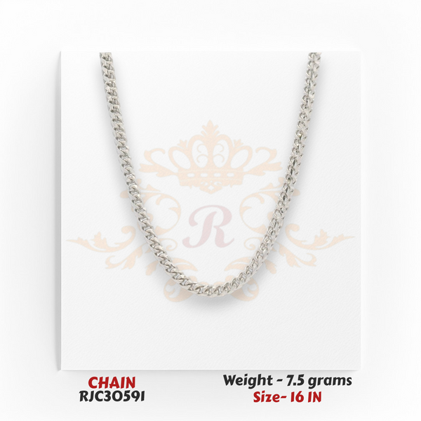 RJC30591 – 22kt gold Cuban link chain 7.5g 16in, classic polished shine, perfect for daily wear and layering