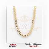 22kt gold chain RJC30895 close-up showing classic curb links, polished shine, lightweight 5.78 grams, 18 inch length
