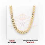 22kt yellow gold chain RJC30895 full view with slim curb link design, glossy finish, everyday wear, 5.78g, 18 inches