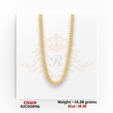 22kt gold chain RJC30896 full view with bold round link pattern, diamond-cut shine, 14.38 grams, 18 inch length