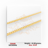 22kt gold chain RJC30896 close-up of round diamond-cut links, high polish shine, stylish chain, 14.38 grams, 18 in