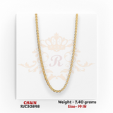 22kt yellow gold chain RJC30898 full view with sleek box link design, glossy finish, daily wear chain, 7.40g, 19 in