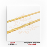 22K gold box chain with sleek flat links, 18 inch length, lightweight 11.95 grams – Regal Jewels RJC30899