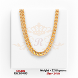 22kt gold chain RJC30903 close-up showing tight curb link pattern, high polish shine, 27.18g, 24 inch length