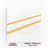 22kt gold chain RJC30903 full view with sleek curb link design, lightweight daily wear style, 27.18g, 24 inch
