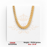 22kt gold chain RJC30906 front view with bold curb link design, high polish shine, 29.04 grams, 24 inch length
