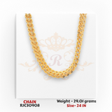 22kt gold chain RJC30908 full view with tight curb link pattern, high polish shine, 29.01 grams, 24 inch length