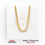 22kt yellow gold chain RJC30908 close-up showing detailed curb links, glossy finish, premium look, 29.01g, 24 inches