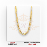 22kt yellow gold chain RJC30909 full view with Cuban curb link design, glossy finish, stylish daily wear, 19.64g, 21 in