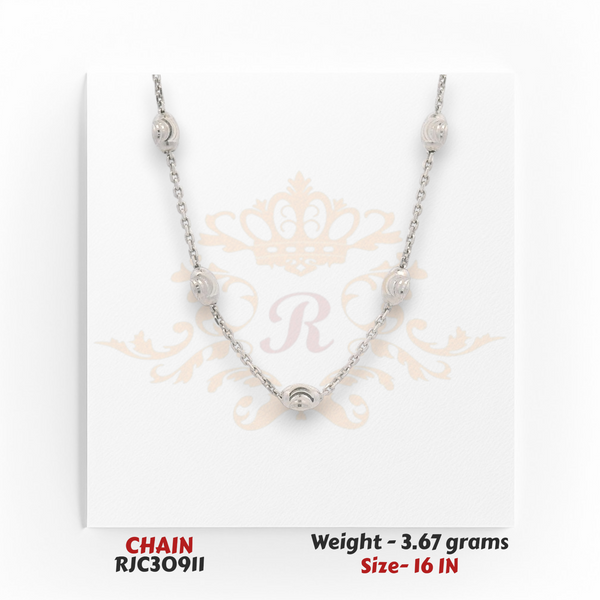 RJC30911 – 22kt gold station bead chain 3.67g 16in, delicate bead accents with minimal shine for everyday style