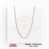RJC30912: Silver-tone chain necklace with tight curb link style and smooth shine, lightweight design, 16 inch, 4.90 grams