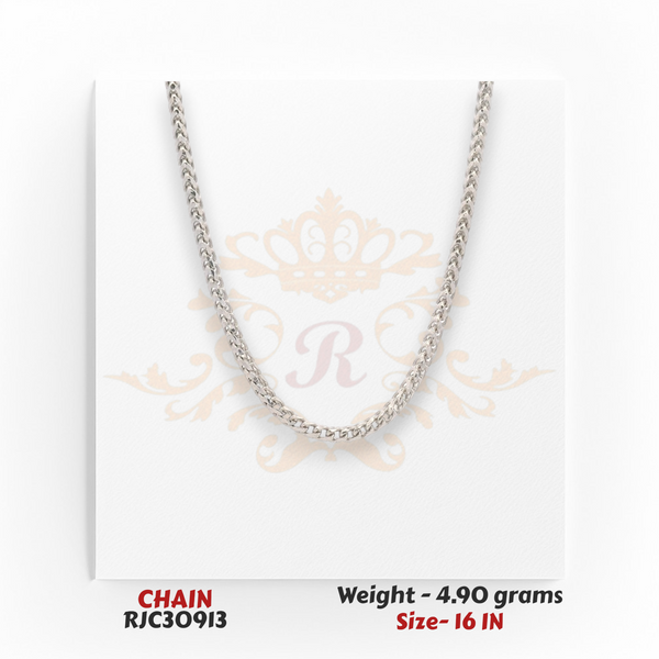 RJC30913 – 22kt gold Cuban link chain 4.90g 16in, lightweight classic curb design with smooth polished shine